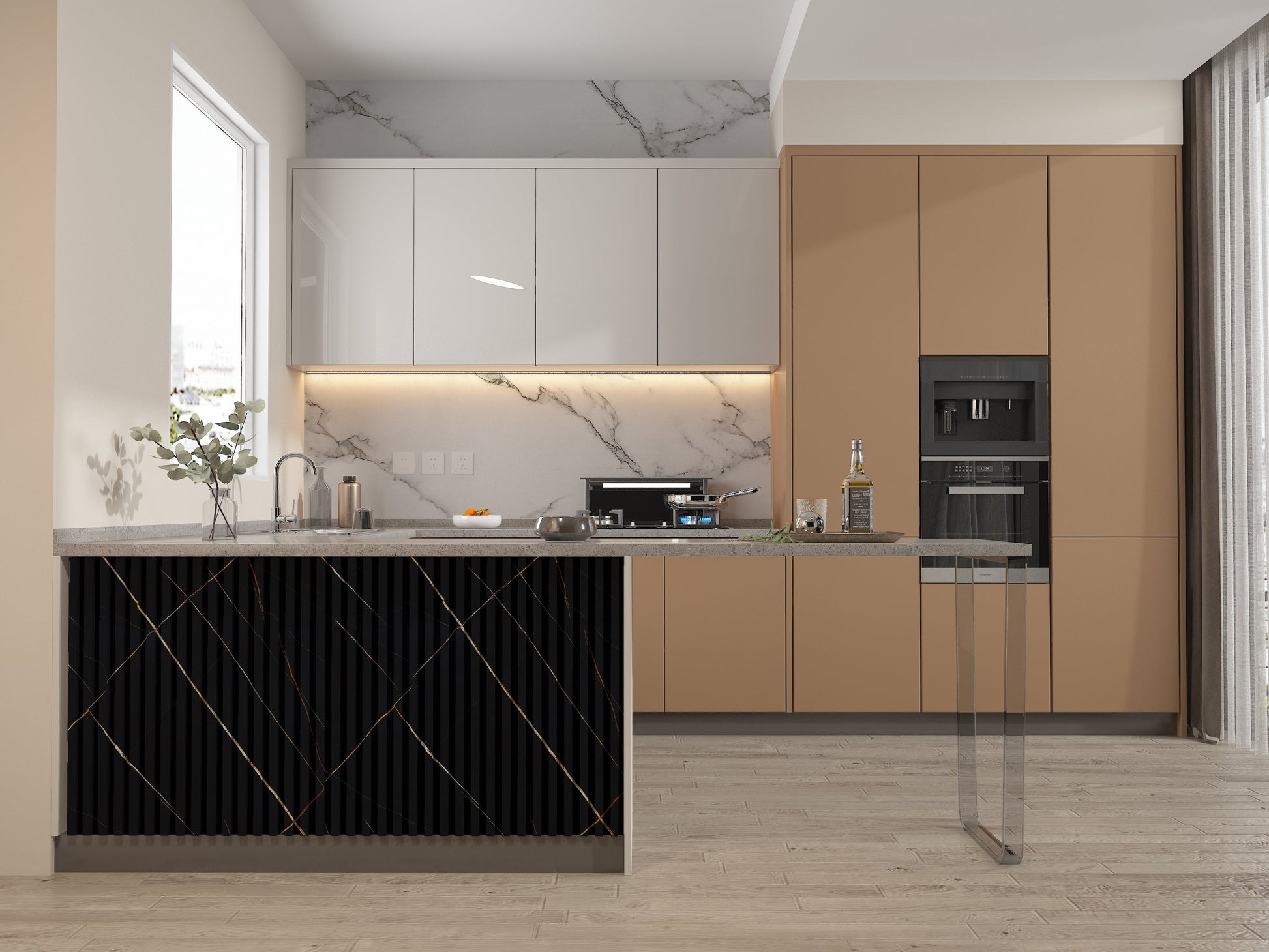 Noir Royale WPC Fluted 3D Wall Panels. RK Supply Line Depot. Kitchen Design From WPC Fluted Wall Panels