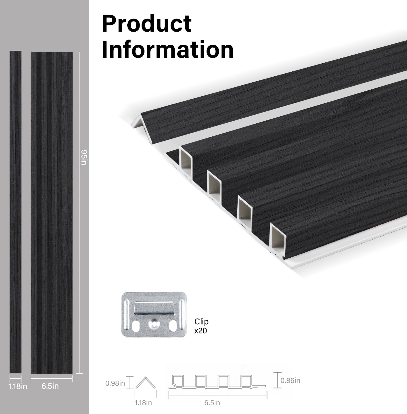 Black Timber WPC Fluted 3D Wall Panels Specifications. RK Supply Line Depot