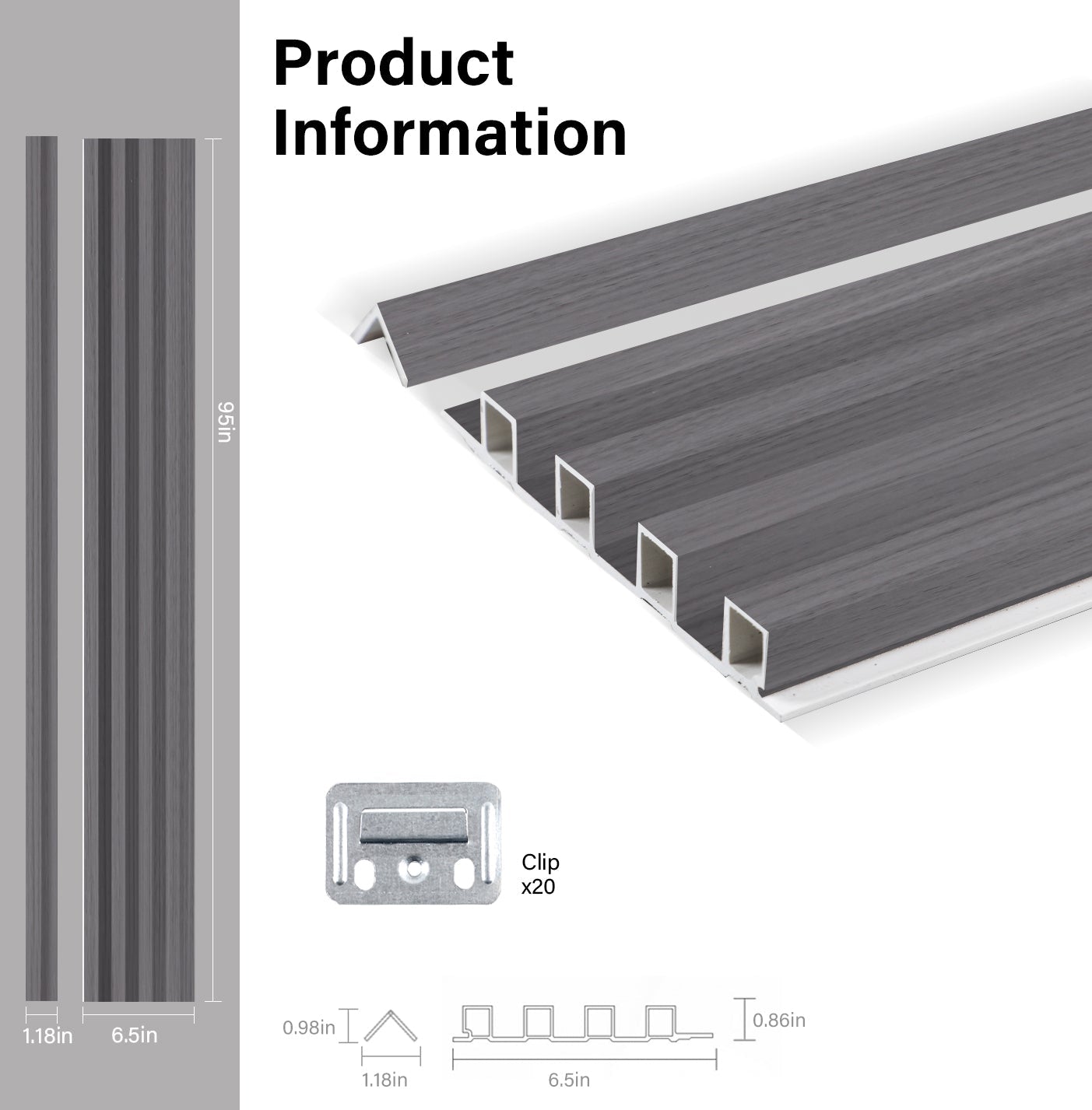 Oak Gray WPC Fluted 3D Wall Panels Specifications. RK Supply Line Depot