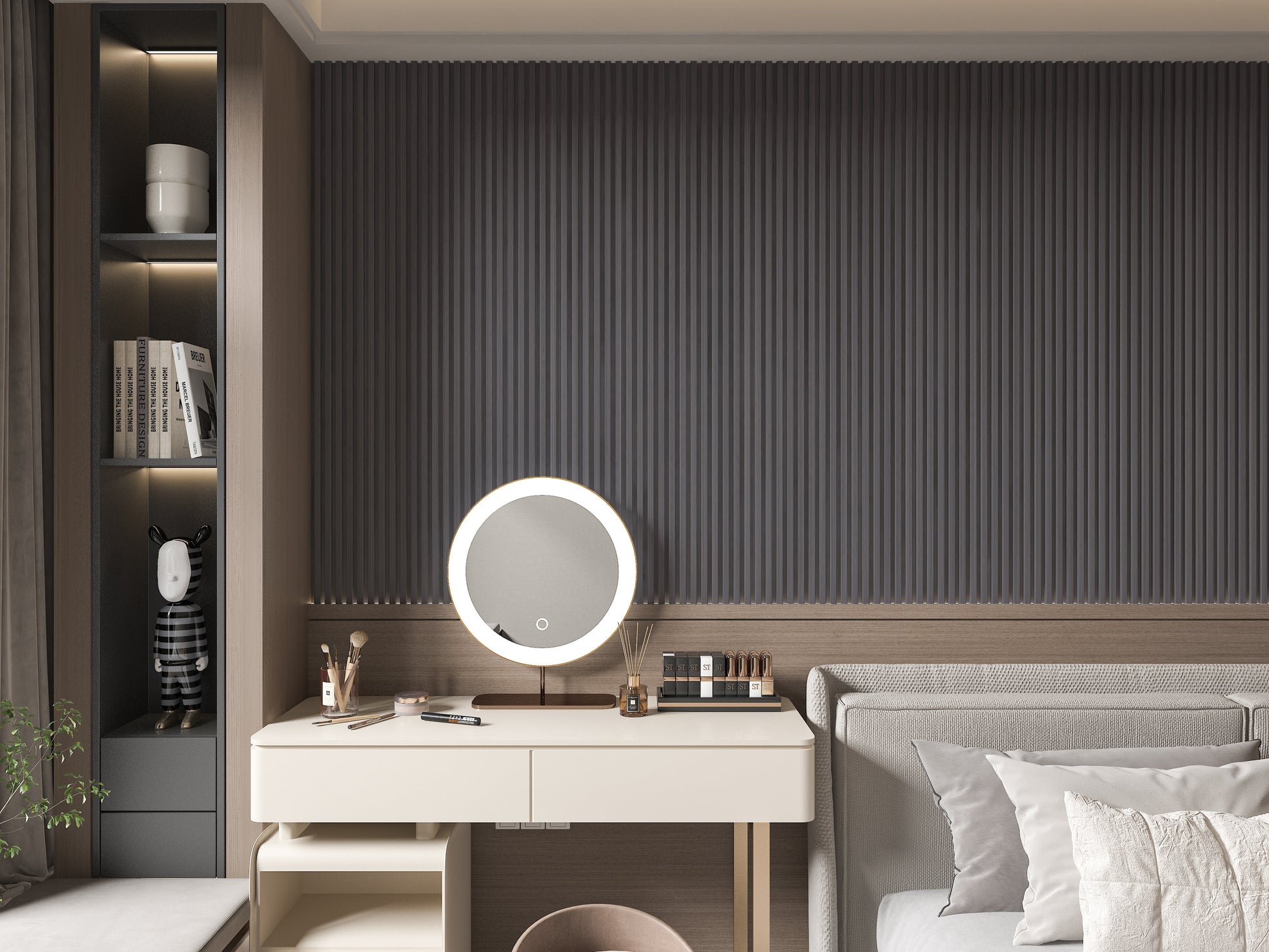 Oak Gray WPC Fluted 3D Wall Panels. RK Supply Line Depot. Bedroom Wall Design