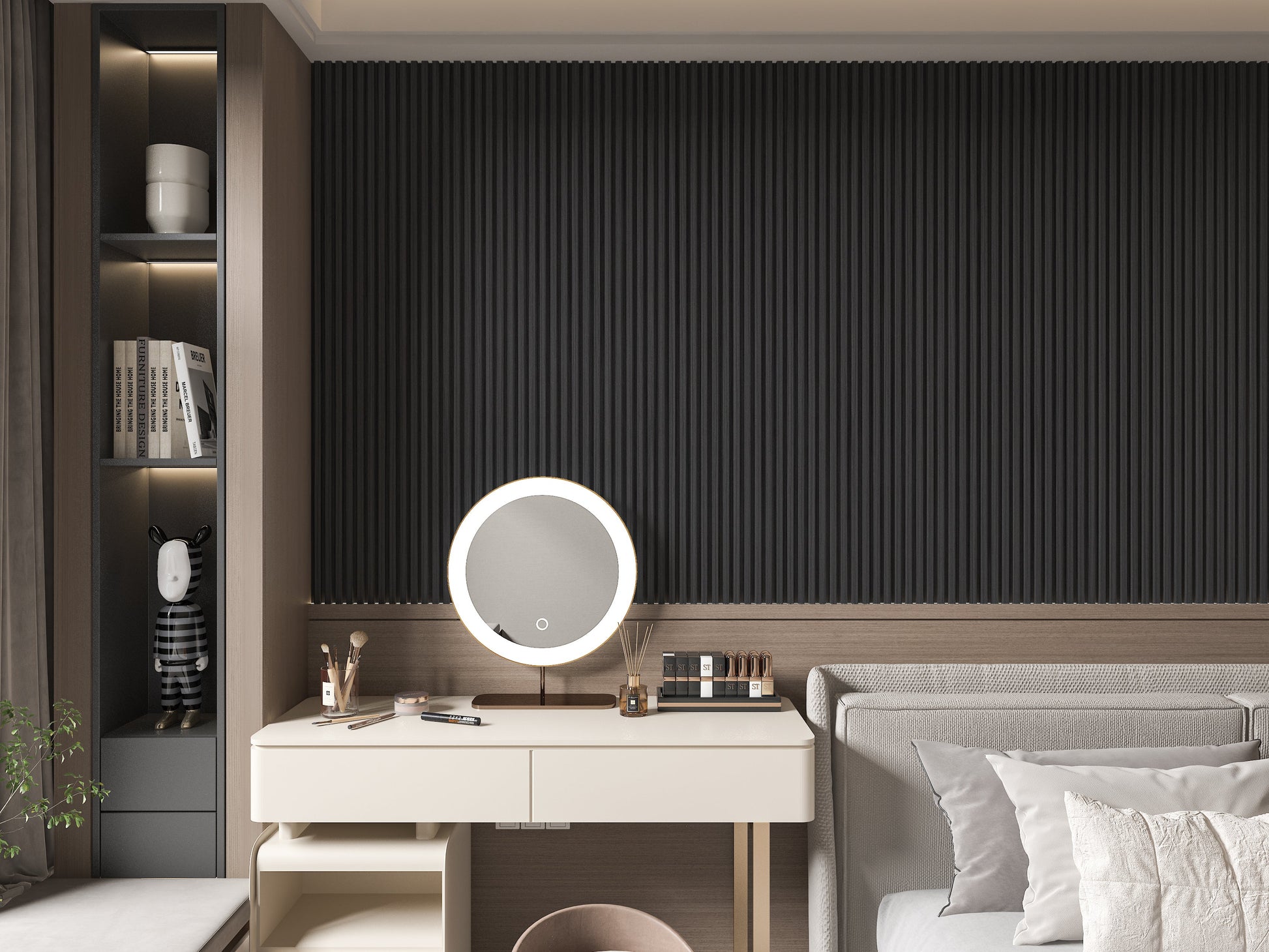 Black Timber WPC Fluted 3D Wall Panels. RK Supply Line Depot. Bedroom Wall Design