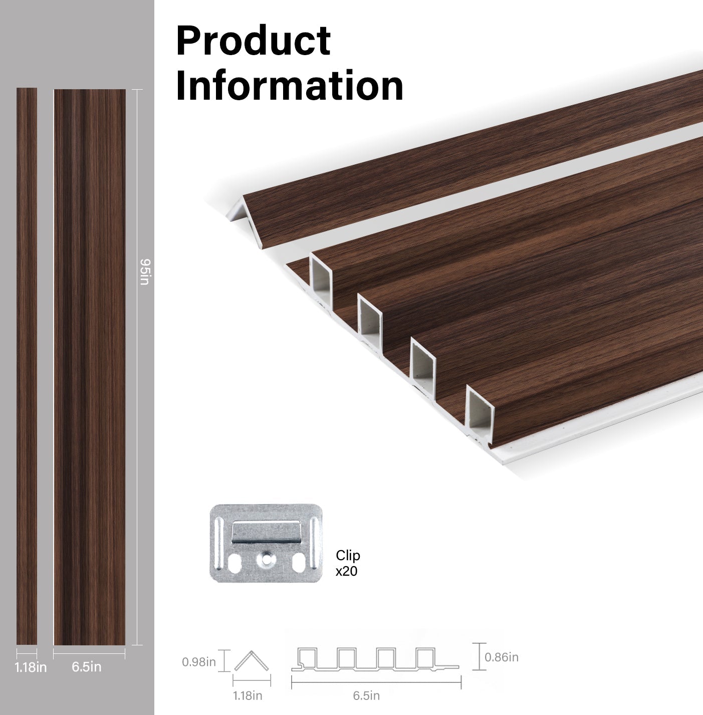 Dark Walnut WPC Fluted 3D Wall Panels Specifications. RK Supply Line Depot