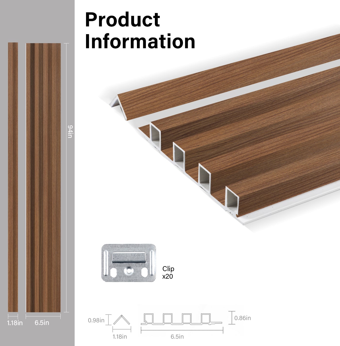 Midnight Elm WPC Fluted 3D Wall Panels Specifications. RK Supply Line Depot