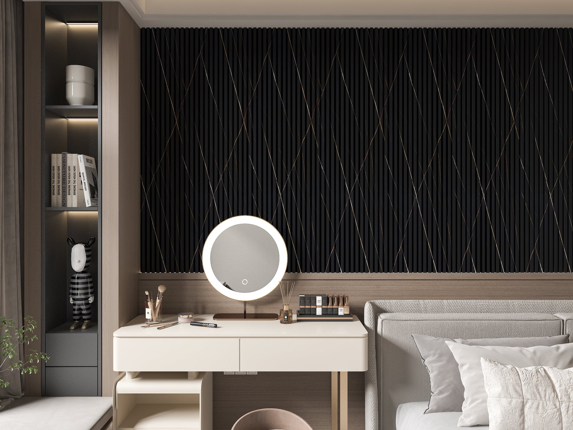 Noir Royale WPC Fluted 3D Wall Panels. RK Supply Line Depot. Bedroom Wall Design