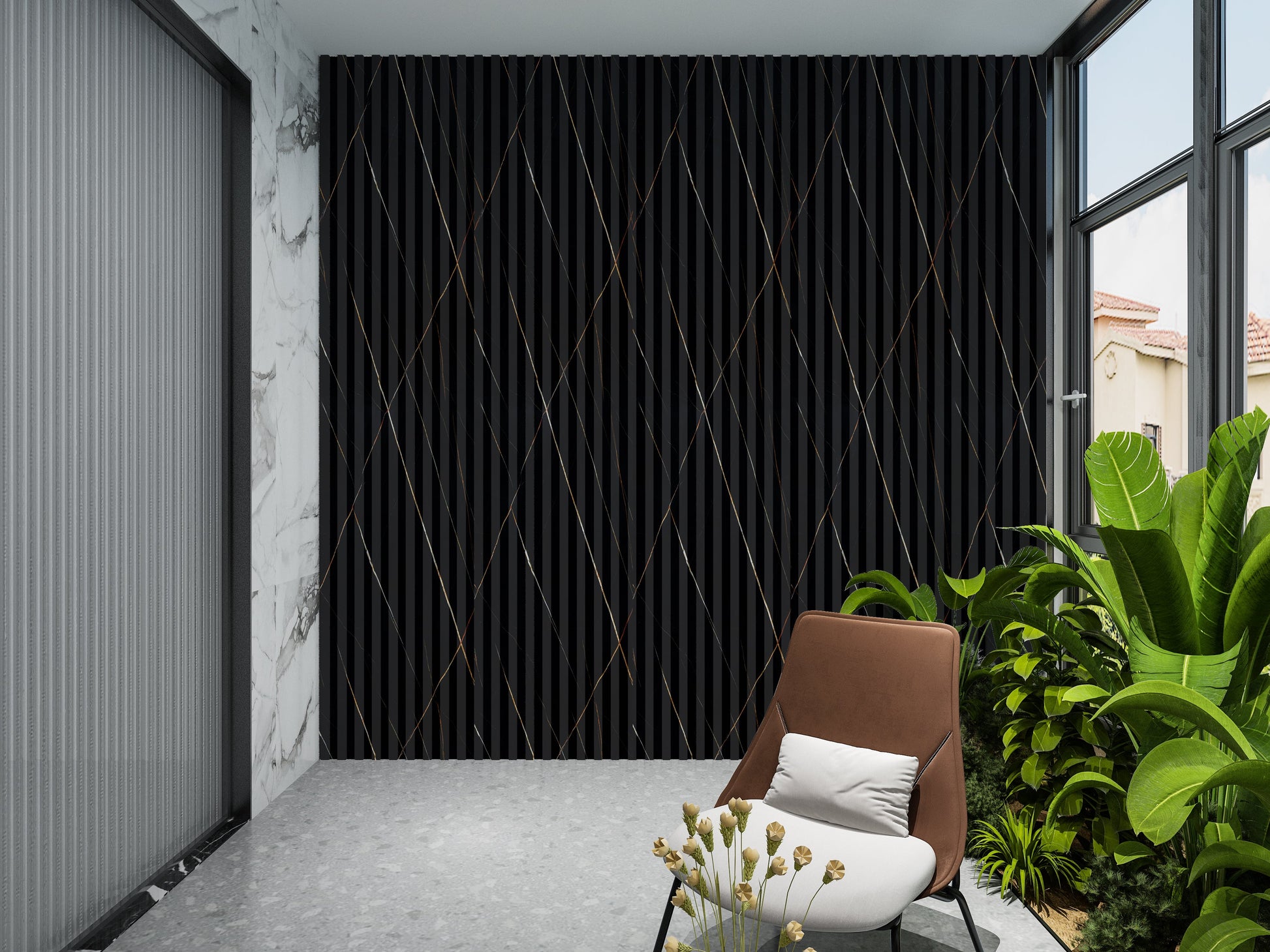 Noir Royale WPC Fluted 3D Wall Panels. RK Supply Line Depot. Balcony Design With WPC Fluted Wall Panels