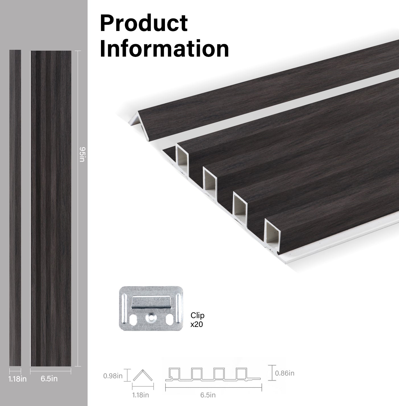 Dark Smoky Oak WPC Fluted 3D Wall Panels Specifications. RK Supply Line Depot