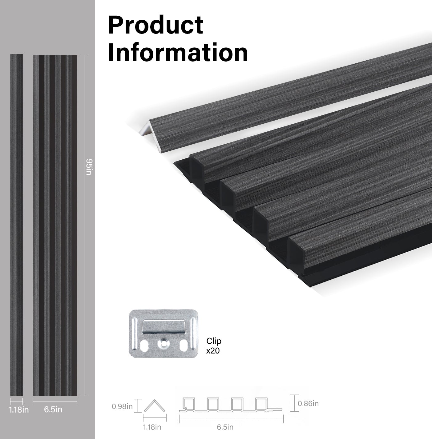 Carborn Gray WPC Fluted 3D Wall Panels Specifications. RK Supply Line Depot