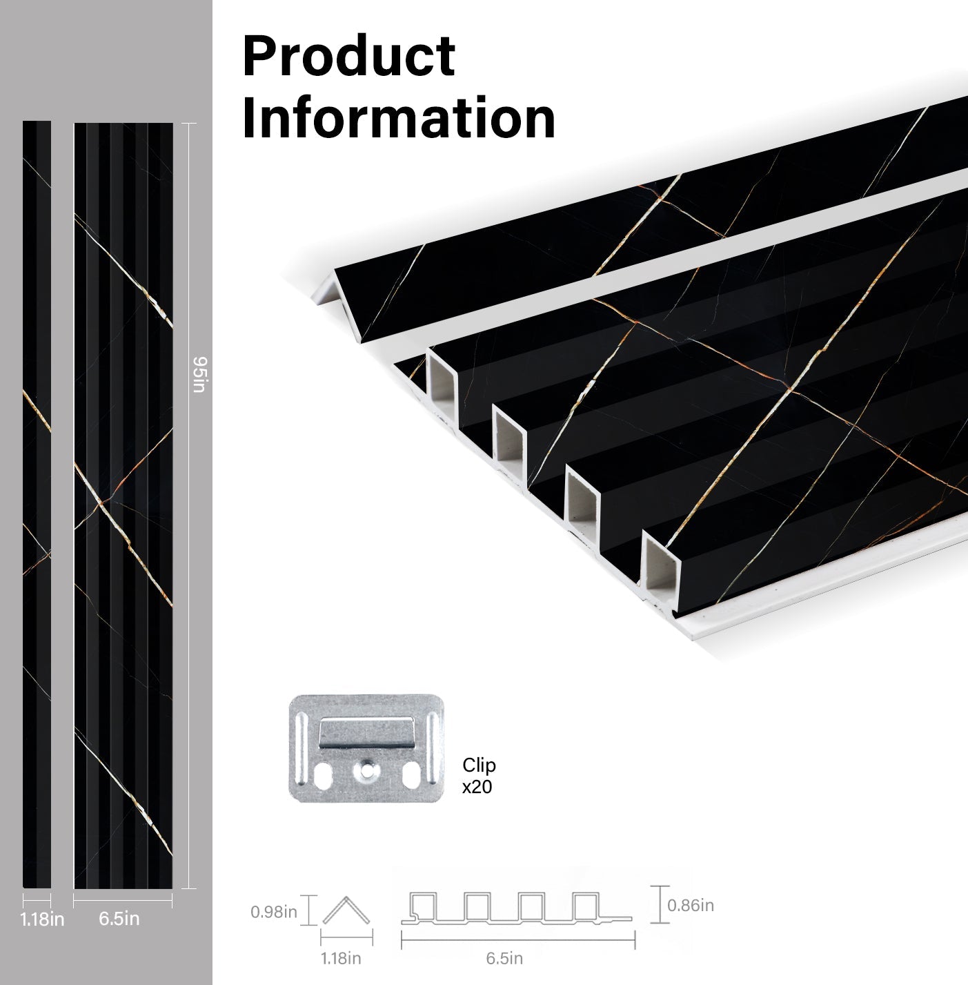 Noir Royale WPC Fluted 3D Wall Panels Specifications. RK Supply Line Depot