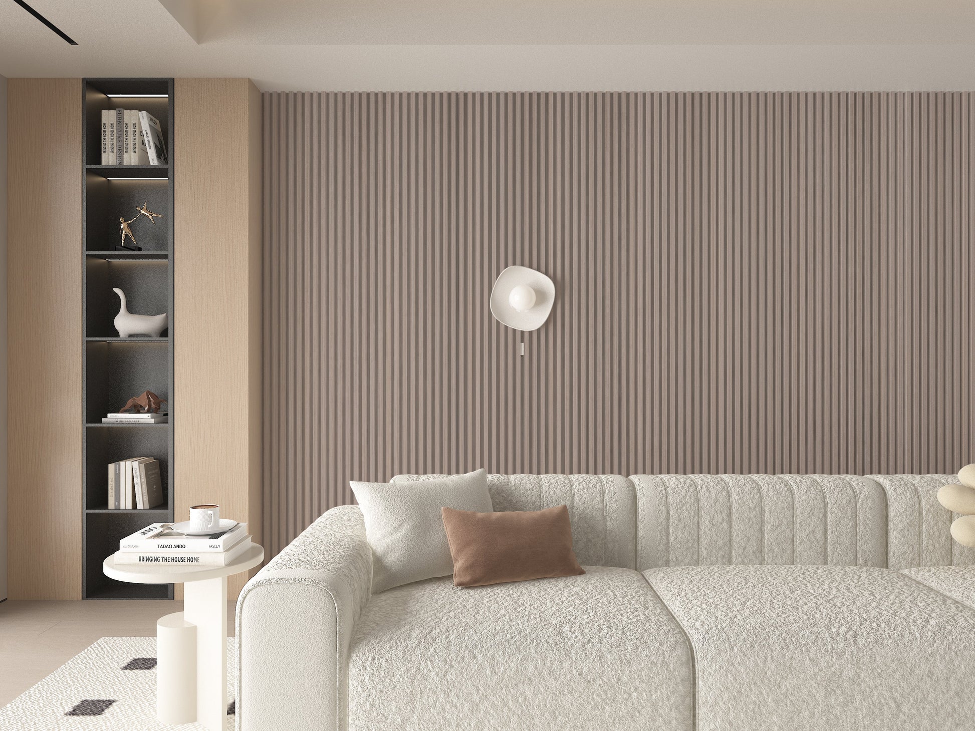 Cedar Oak WPC Fluted 3D Wall Panels. RK Supply Line Depot. Bedroom Wall Design