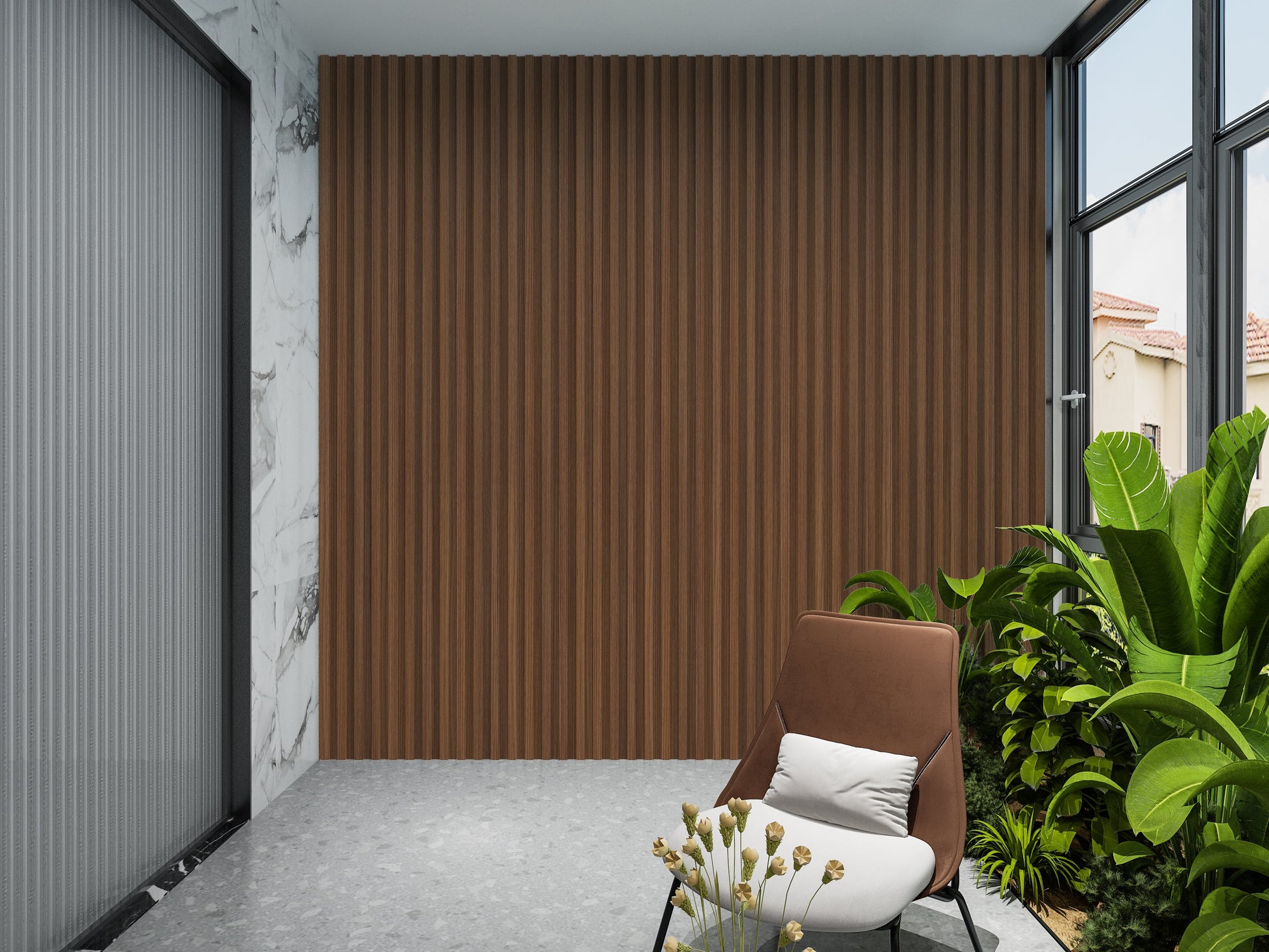 Midnight Elm WPC Fluted 3D Wall Panels. RK Supply Line Depot. Balcony Design With WPC Fluted Wall Panels