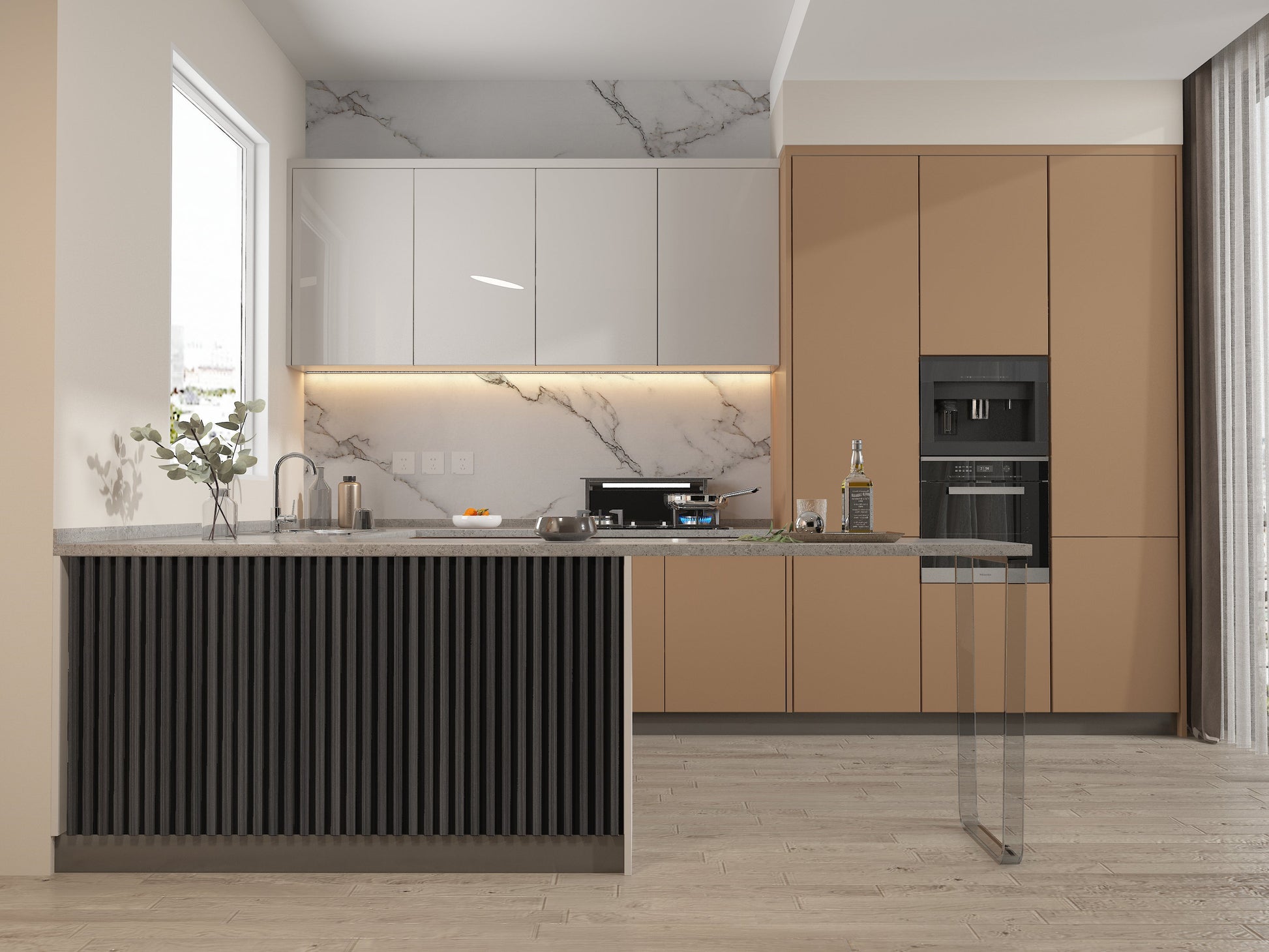 Carborn Gray WPC Fluted 3D Wall Panels. RK Supply Line Depot. Kitchen Design From WPC Fluted Wall Panels