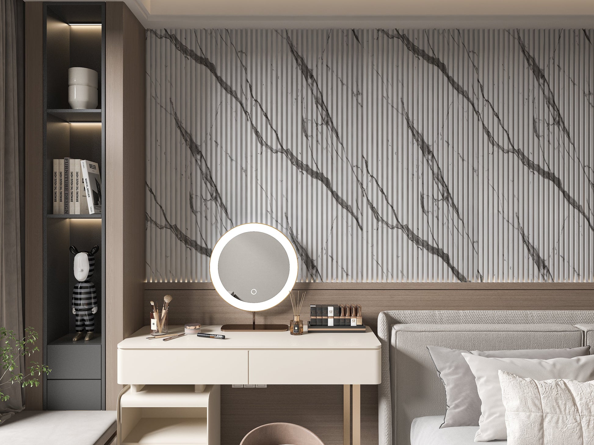 Gray Vain WPC Fluted 3D Wall Panels. RK Supply Line Depot. Living Room Design With WPC Fluted Wall Panels