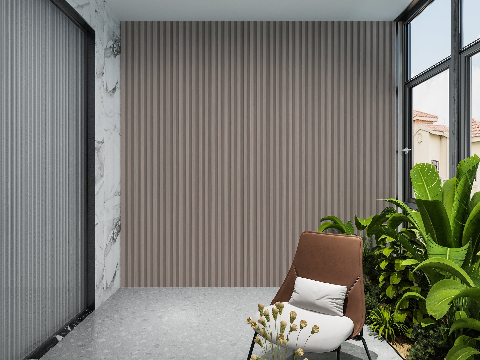 Cedar Oak WPC Fluted 3D Wall Panels. RK Supply Line Depot. Balcony Design With WPC Fluted Wall Panels