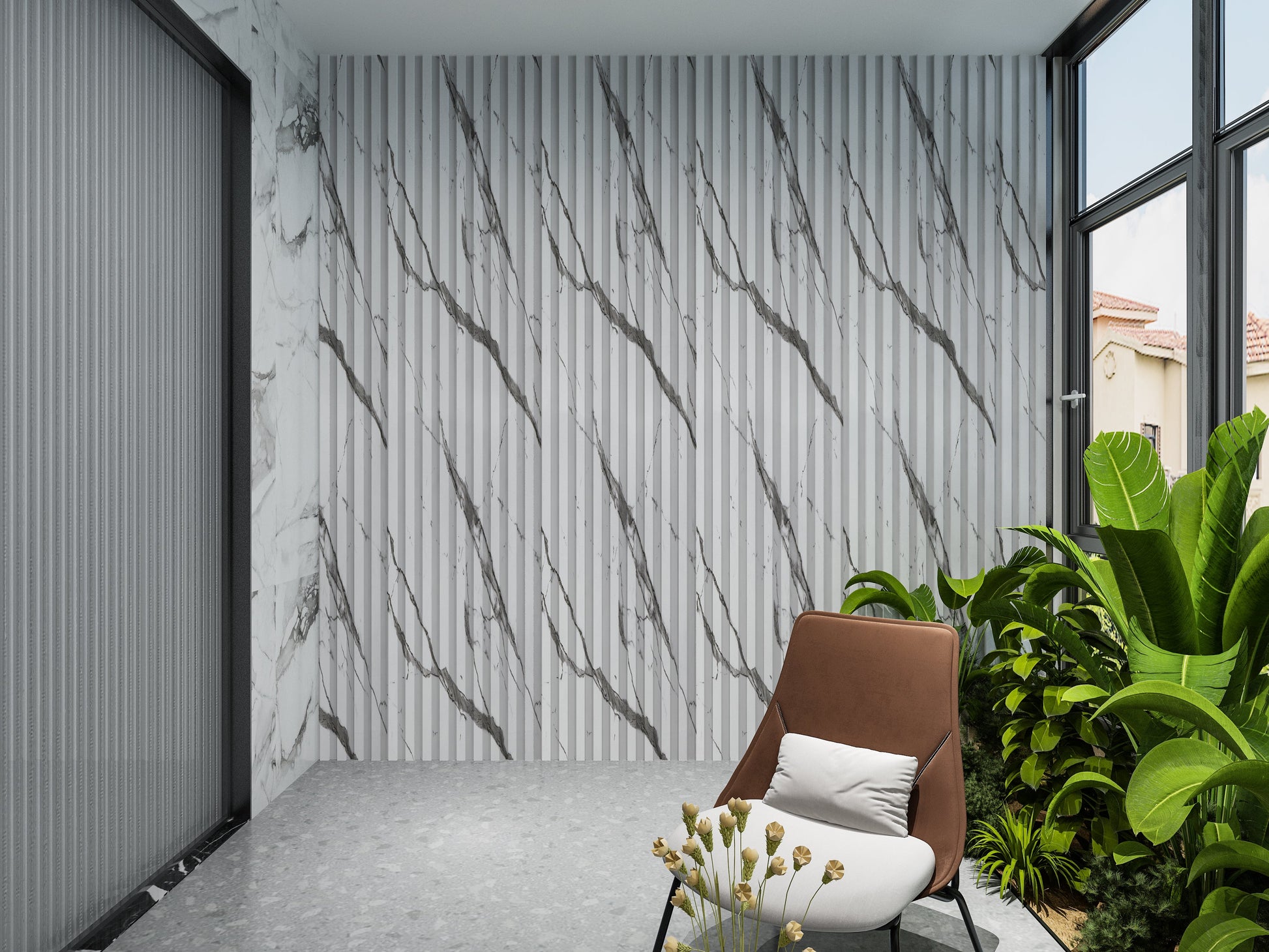 Gray Vain WPC Fluted 3D Wall Panels. RK Supply Line Depot. Balcony Design With WPC Fluted Wall Panels
