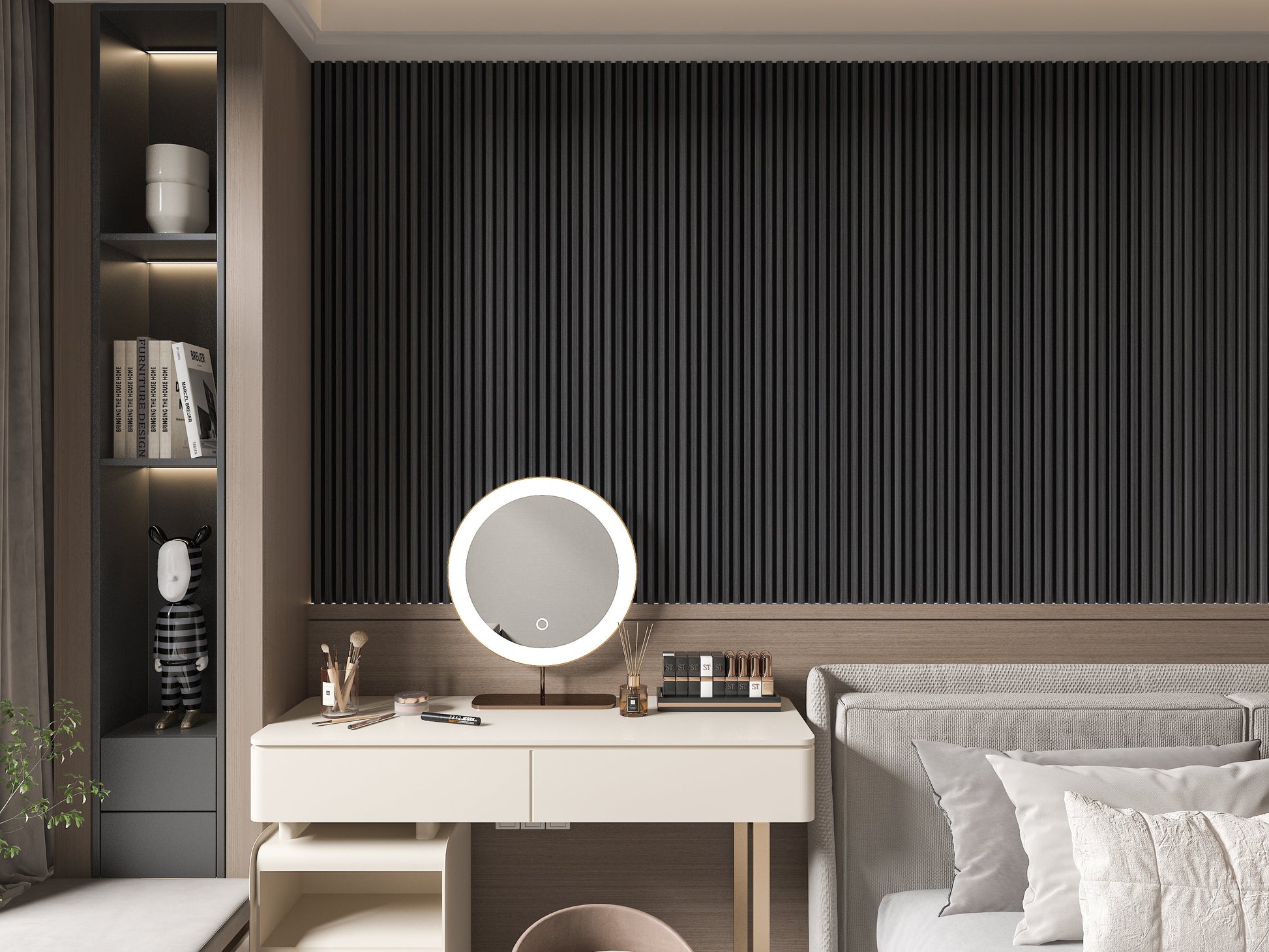 Carborn Gray WPC Fluted 3D Wall Panels. RK Supply Line Depot. Bedroom Wall Design
