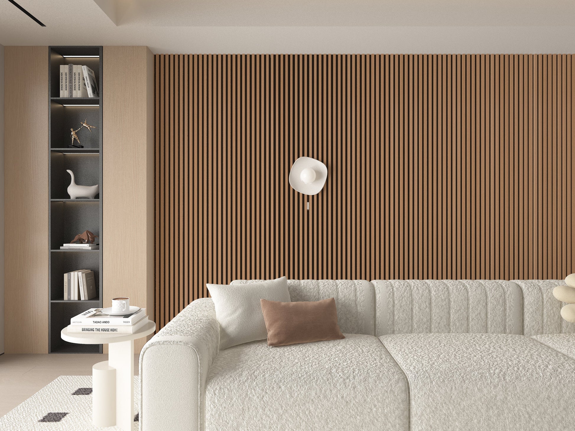 Maple Slate Black WPC Fluted 3D Wall Panels. RK Supply Line Depot. Living Room Design With WPC Fluted Wall Panels