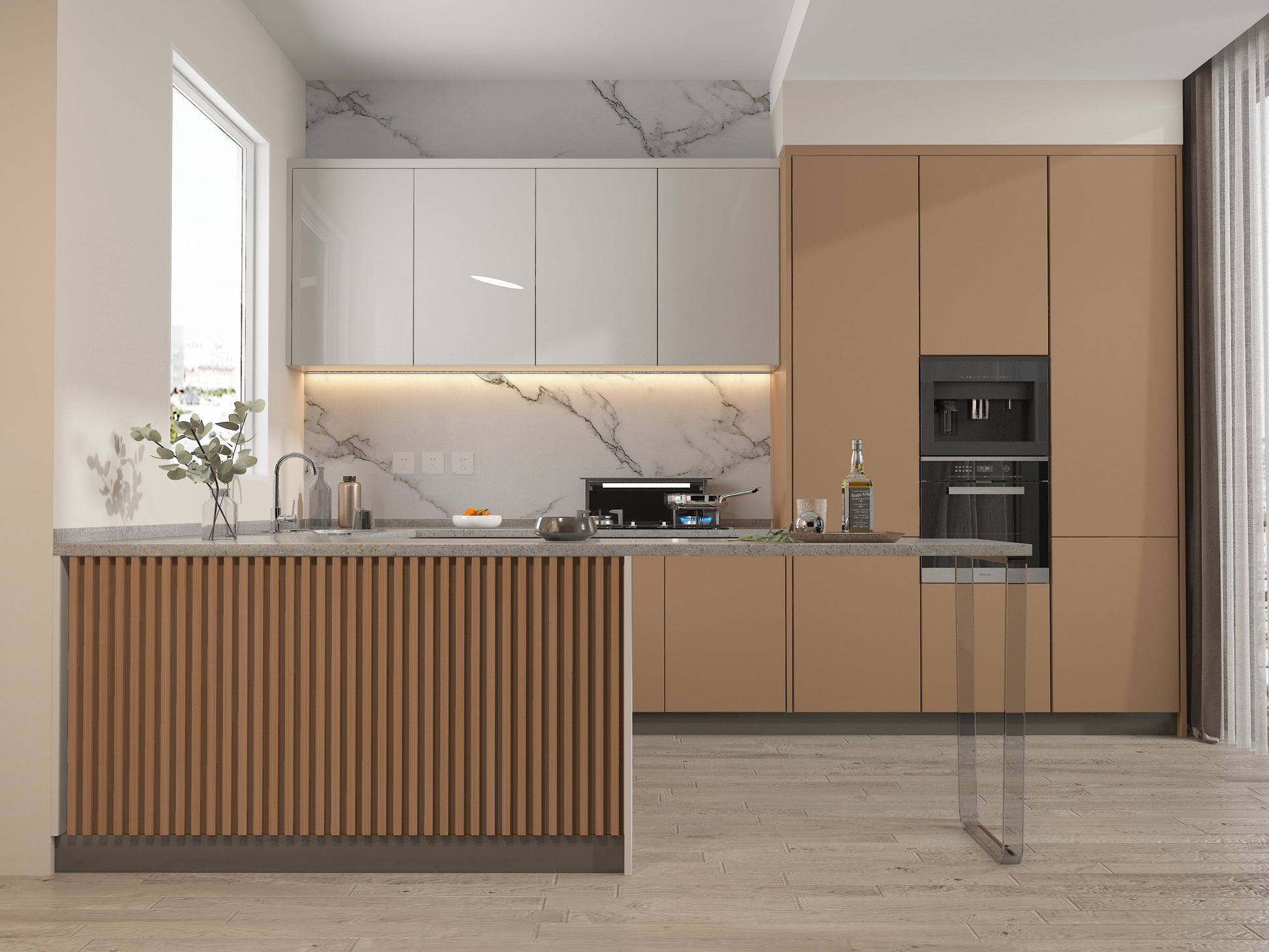 Maple Slate Black WPC Fluted 3D Wall Panels. RK Supply Line Depot. Kitchen Design From WPC Fluted Wall Panels