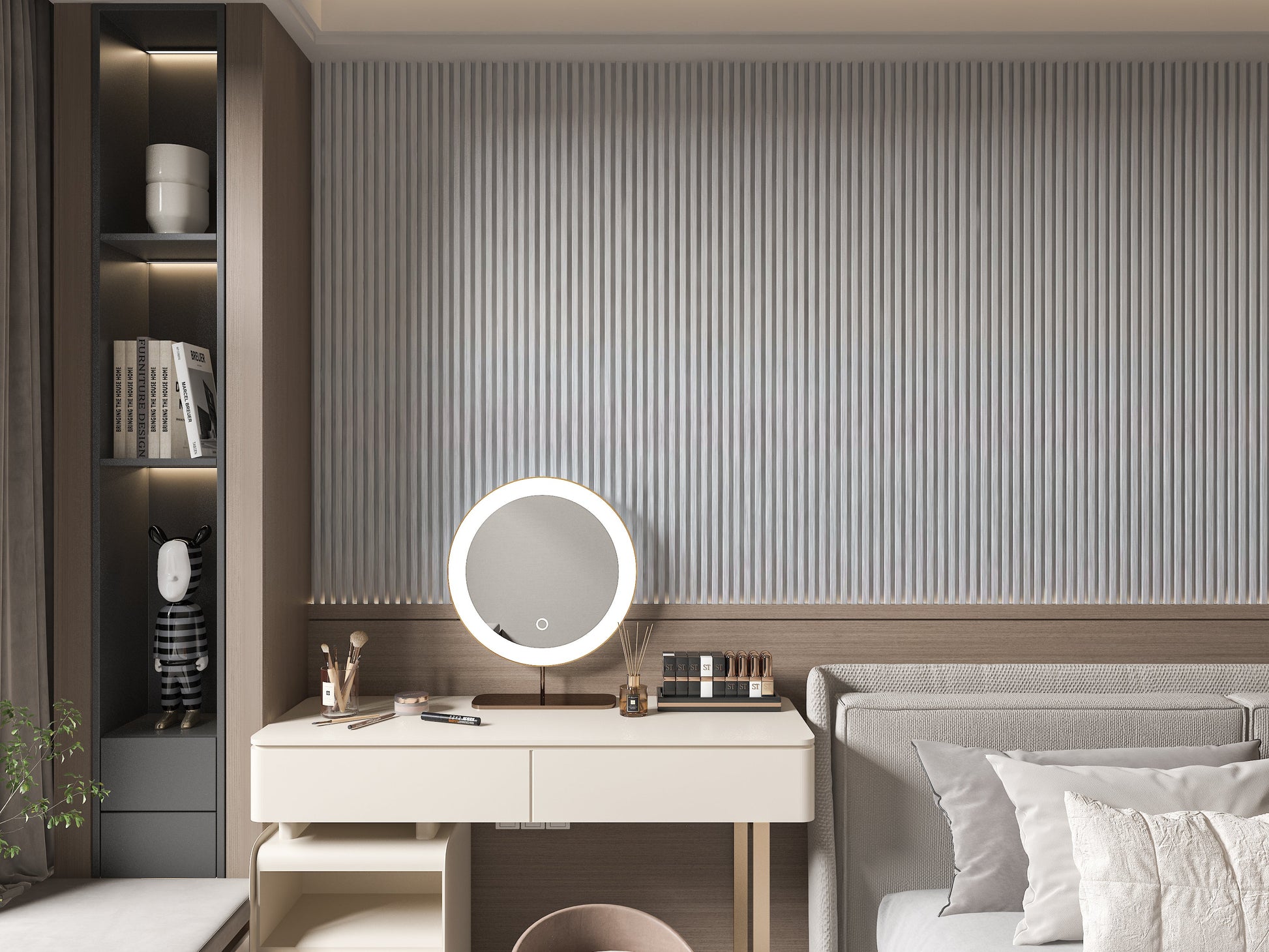 White Brushed WPC Fluted 3D Wall Panels. RK Supply Line Depot. Bedroom Wall Design