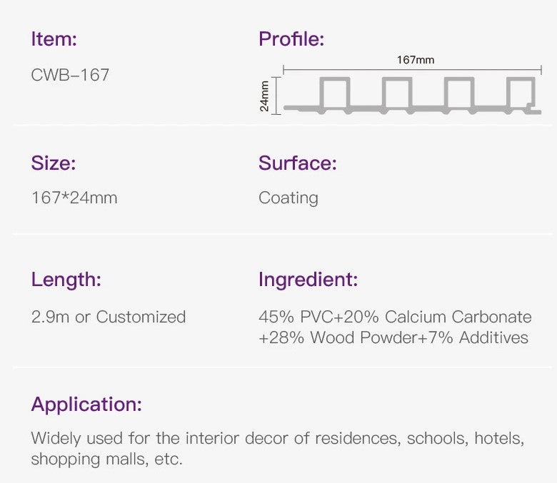 WPC low-maintenance Interior Wall Panel CWB-167